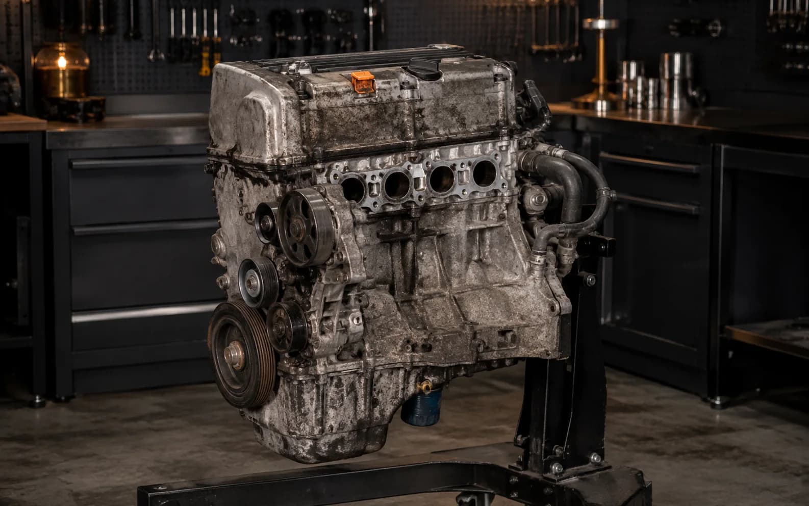 Engine core prepared for inspection and build planning
